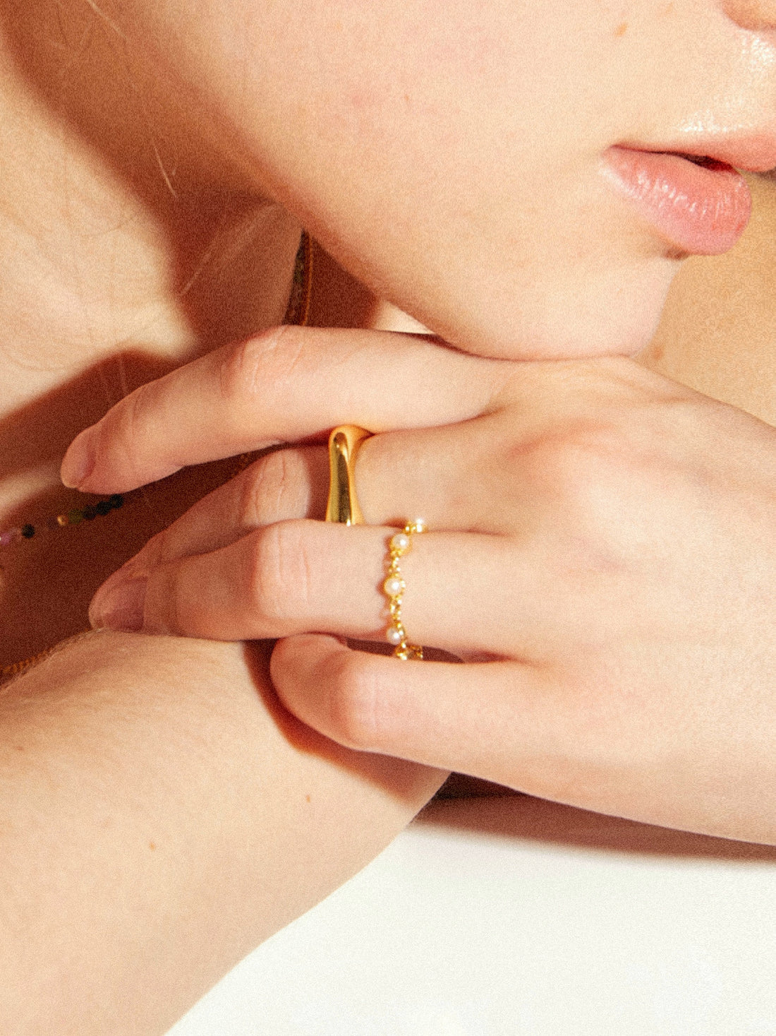 Freya Chain Ring - Pearl - MOUSAI